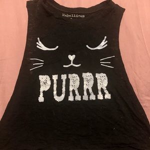 Black cat muscle tank